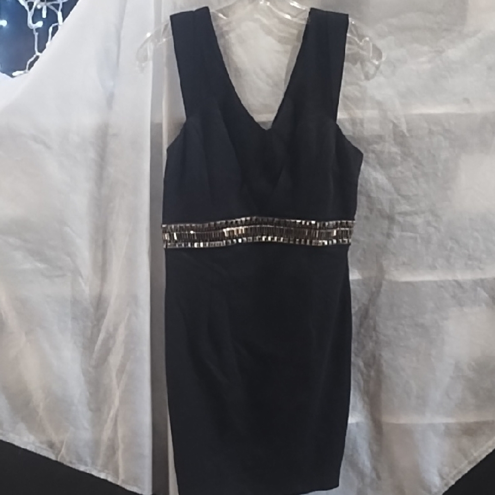Esley Black Dress with Silver Detailing